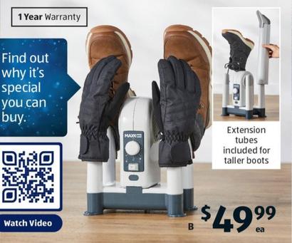 Maxxdry - Heavy Duty Boot, Shoe And Glove Dryer offers at $49.99 in ALDI