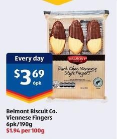 Belmont - Biscuit Co. Viennese Fingers 6pk/190g offers at $3.69 in ALDI