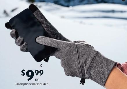 Adult’s Premium Touchscreen Gloves offers at $9.99 in ALDI