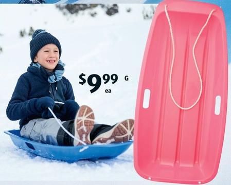 Snow Sled offers at $9.99 in ALDI