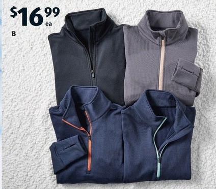 Adult’s Zipped Jacket Or Quarter Zip Top offers at $16.99 in ALDI