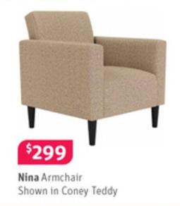 Armchairs offers at $299 in Fantastic Furniture