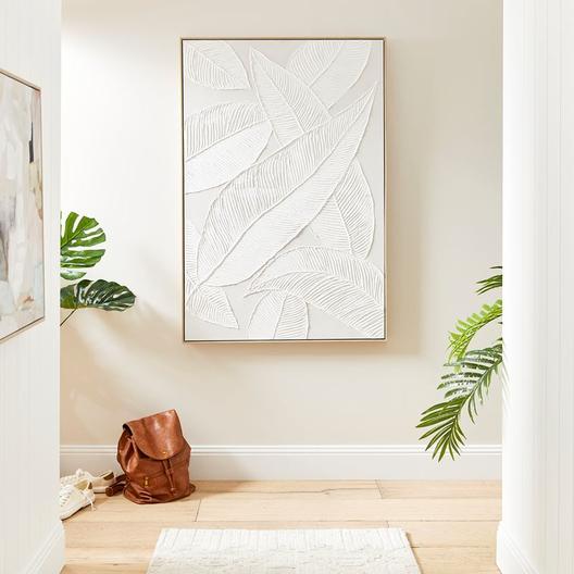 Moma White Leaves Canvas offers at $179.99 in Adairs