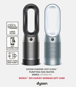 Dyson - Purifier Hot+cool Purifying Fan Heater offers at $989 in Harvey Norman