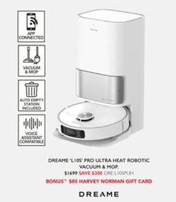 Dreame - 'lios' Pro Ultra Heat Robotic Vacuum & Mop offers at $1699 in Harvey Norman