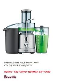 Breville - The Juice Fountain Cold Juicer offers at $269 in Harvey Norman