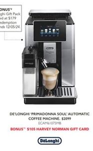 Delonghi - Primadonna Soul Automatic Coffee Machine offers at $2099 in Harvey Norman