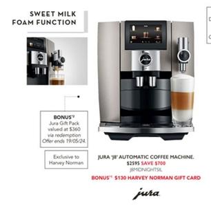 Jura - J8 Automatic Coffee Machine offers at $2595 in Harvey Norman