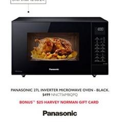 Panasonic - 27l Inverter Microwave Oven - Black offers at $499 in Harvey Norman