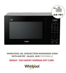 Whirlpool - 29l Convection Microwave Oven With Air Fry - Black offers at $549 in Harvey Norman