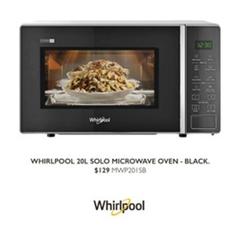 Whirlpool - 20l Solo Microwave Oven - Black offers at $129 in Harvey Norman