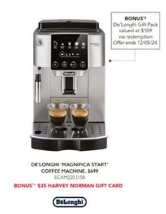 Delonghi - Magnifica Start Coffee Machine offers at $699 in Harvey Norman
