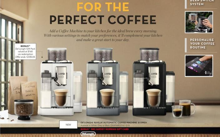 Delonghi - Rivelia Automatic Coffee Machine offers at $1599 in Harvey Norman