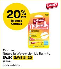 Carmex - Naturally Watermelon Lip Balm 4g offers at $4.8 in BIG W