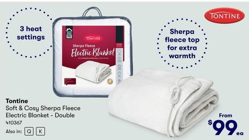 Tontine - Soft & Cosy Sherpa Fleece Electric Blanket - Double offers at $99 in BIG W
