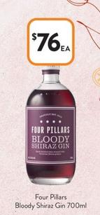 Four Pillars - Bloody Shiraz Gin 700ml offers at $76 in Foodworks