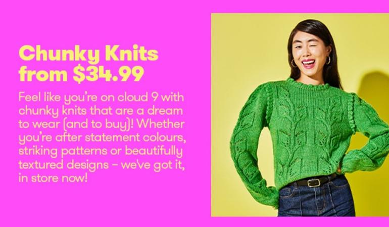 Chunky Knits offers at $34.99 in TK Maxx