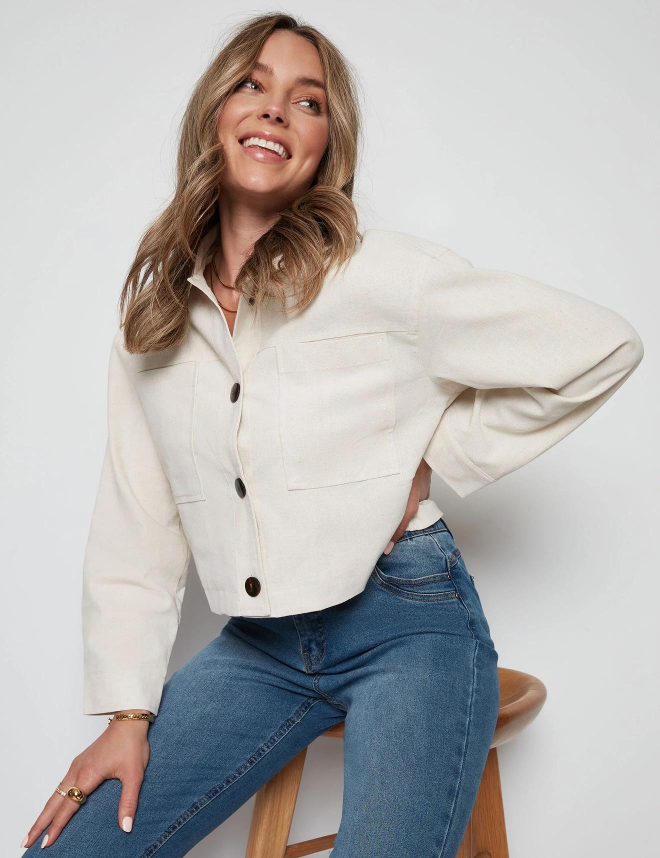 Rockmans Boxy Linen Jacket offers at $20 in Rockmans