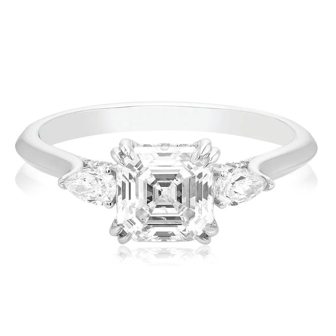 18ct White Gold Asscher, Princess & Round Brilliant Cut 1.72 ctw Diamond Ring offers in Mazzuchelli's