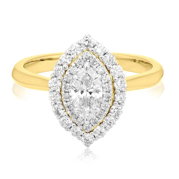 18ct Yellow Gold Marquise & Round Cut 1.00 ctw Diamond Ring offers in Mazzuchelli's