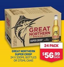 Great Northern - Super Crisp 24 X 330ml Bottles Or 375ml Cans offers at $56.99 in Bottlemart