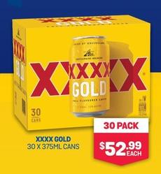 XXXX - Gold 30 x 375ml Cans offers at $52.99 in Bottlemart