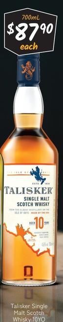 Talisker - Single Malt Scotch Whisky 10yo offers at $87.9 in Cellarbrations