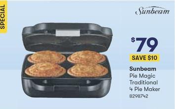 Sunbeam - Pie Magic Traditional 4 Pie Maker offers at $79 in Woolworths