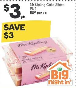 Mr Kipling - Cake Slices Pk 6 offers at $3 in Woolworths