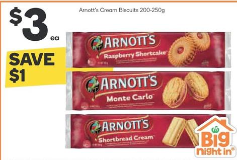 Arnott's - Cream Biscuits 200-250g offers at $3 in Woolworths