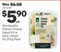 Woolworths - Classic Caesar Salad Kit Or Asian Salad Kit 250g Pack offers at $5.9 in Woolworths