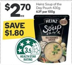 Heinz - Soup Of The Day Pouch 430g offers at $2.7 in Woolworths