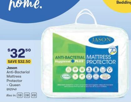 Jason - Anti-bacterial Mattress Protector Queen offers at $32.5 in Woolworths