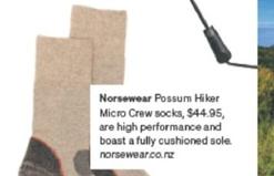 Norsewear - Possum Hiker Micro Crew Socks offers at $44.95 in Air New Zealand