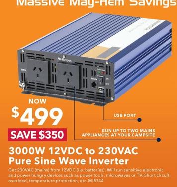 Jaycar - 3000w 12vdc To 230vac Pure Sine Wave Inverter offers at $499 in Jaycar Electronics