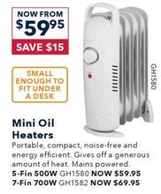 Mini Oil Heaters offers at $59.95 in Jaycar Electronics