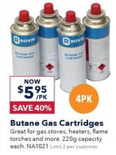 Butane Gas Cartridges offers at $5.95 in Jaycar Electronics