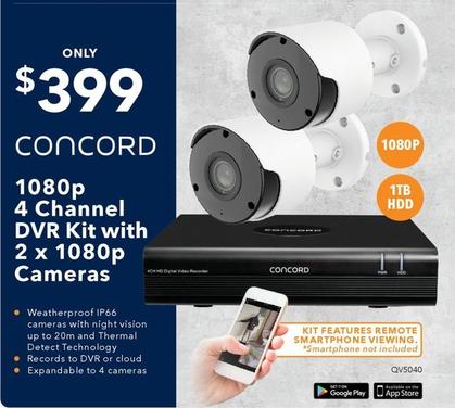Concord - 1080p 4 Channel Dvr Kit With 2 X 1080p Cameras offers at $399 in Jaycar Electronics