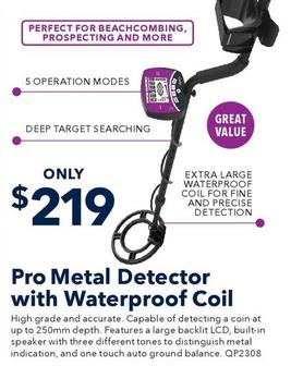 Pro Metal Detector With Waterproof Coil offers at $219 in Jaycar Electronics