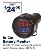 In-car Battery Monitor offers at $24.95 in Jaycar Electronics