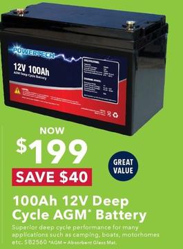 Powertech - 12v Deep Cycle Agm Battery offers at $199 in Jaycar Electronics