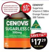 Cenovis - Sugarless Vitamin C 500mg Orange Flavour 300 Tablets offers at $17.29 in Chemist King