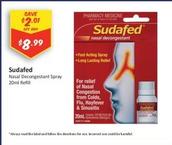 Sudafed - Nasal Decongestant Spray 20ml offers at $8.99 in Chemist Outlet
