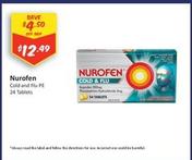 Nurofen - Cold And Flu Pe 24 Tablets offers at $12.49 in Chemist Outlet