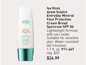 Isa Knox - Anew Solaire Everyday Mineral Face Protection Cream Broad Spectrum Spf 50 offers at $24.99 in Avon