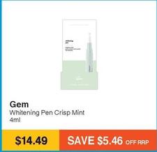 Gem - Whitening Pen Crisp Mint 4ml offers at $14.49 in Chempro