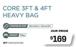 Core 3ft & 4ft Heavy Bag offers at $169 in Sports Power