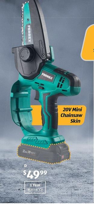20v Mini Chainsaw Skin offers at $49.99 in ALDI