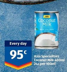 Asia - Specialities Coconut Milk 400ml offers at $0.95 in ALDI