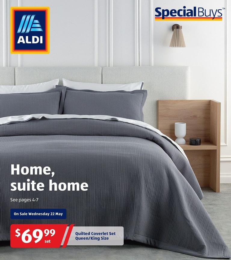 Quilted Coverlet Set Queen/king Size offers at $69.99 in ALDI